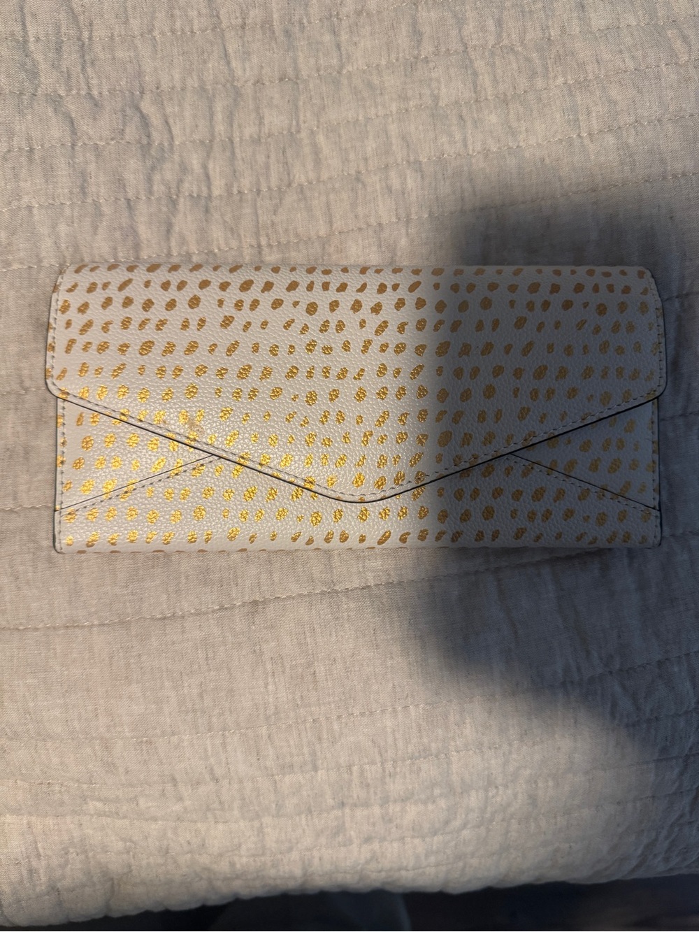 Anthropologie White and Gold Printed Envelope travel Wallet